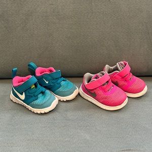 Two Pair of size 2 Infant Girl Nike Sneakers